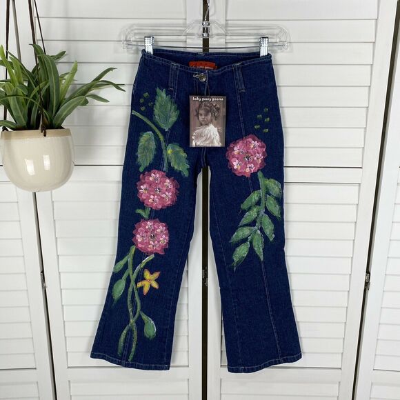 Baby Gassy Gooma Other - New Baby Gassy Gooma Boutique Floral Painted Beaded Sequin Jeans Girls Size 7
